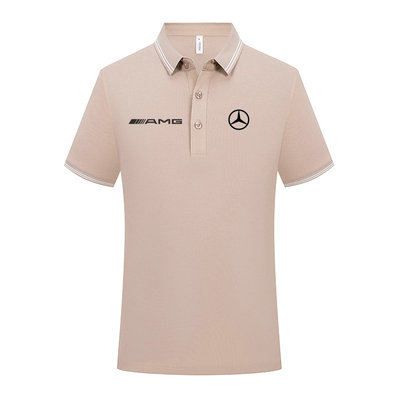 Polo Mercedes AMG Homme Manche Courte 2023 Slim Fit Poloshirt Casual Col Contrasté